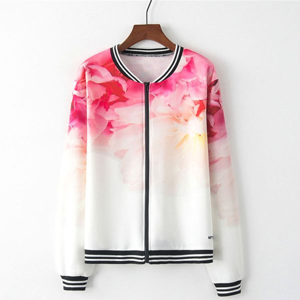 

outerwear print jackets long sleeve jackets oversize zipper retro coat windbreaker women spring coat casaco feminino jaqueta, Black;brown