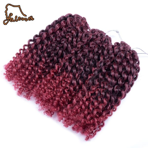 

falemei 8inch3set 90g/set marlibob crochet braid hair synthetic braiding afro kinky twist bundles crochet hair black burgundy
