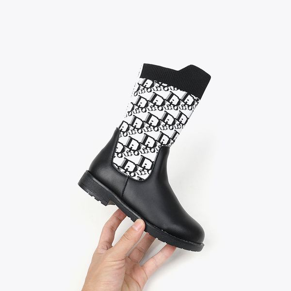 

kids shoe girl snow boots black color kid fur boot d letter design for little girl dress athletic shoes fashion martin bots fur eu 26-35, Black;grey