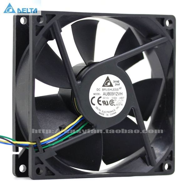 

delta afb0912vh = aub0912vh 9cm 90mm 90*90*25mm 9225 dc 12v 0.60a 4-pin pwm computer cpu cooling fans