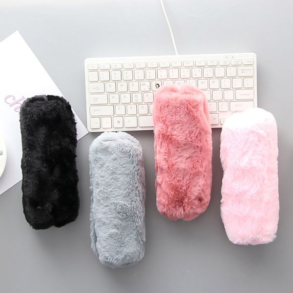 

creative pen box small fresh cute girl fluffy octagonal pen bag girl's heart students simple pocket plush pencil case