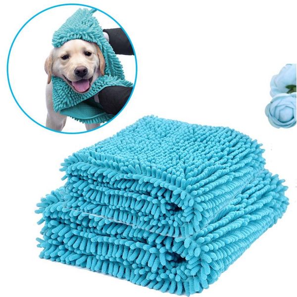 

dog towel with hand pockets- quick dry ultra absorbent microfiber chenille dog bath dry towel shammy washable shag soft pb045