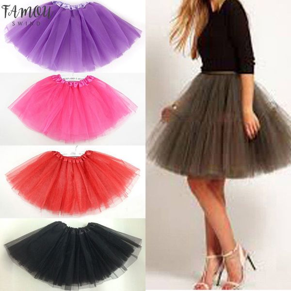 

tutu women dancewear tutu pettiskirt party skirts mini dance summer short skirts space candy-colored skirts women, Black