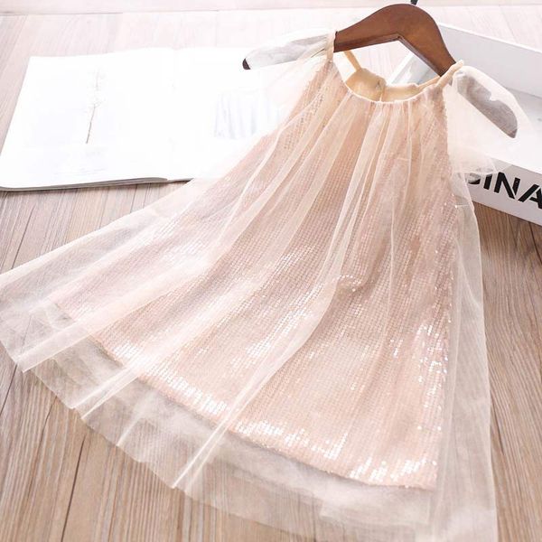 

girls dresses 2020 summer children's wear girls fashion sequins mesh sleeveless sweet princess dress party clothes, Red;yellow