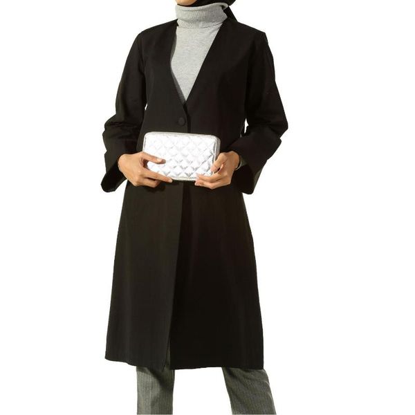 

double sleeve trench coat with button, Tan;black