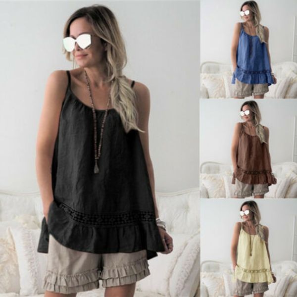 

women summer tank lace vest fashion camisole sleeveless casual t-shirt, White