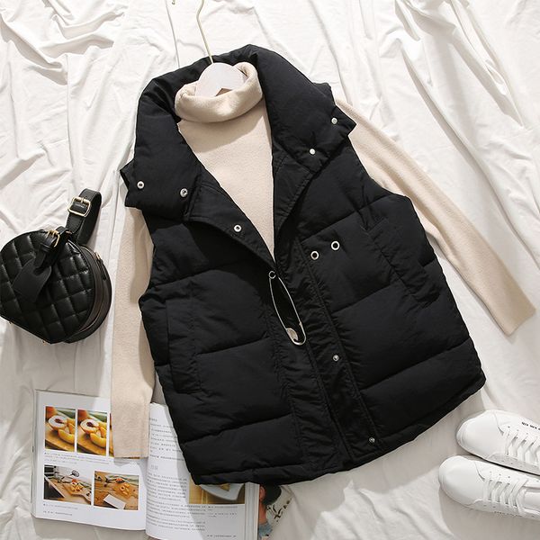 

winter vest 2019 new cotton clothing horse armor women's small cotton wool body short collar horse clip vest small body coat, Black;white
