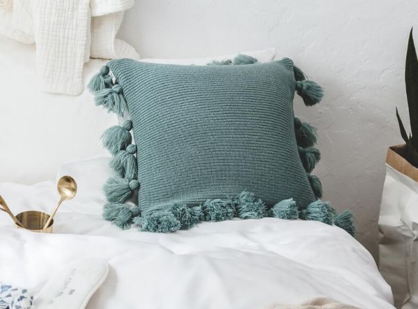 

tassel knitted cushion cover luxury decorative pillow cases for sofa wedding decoration pillow case chair pillow cover