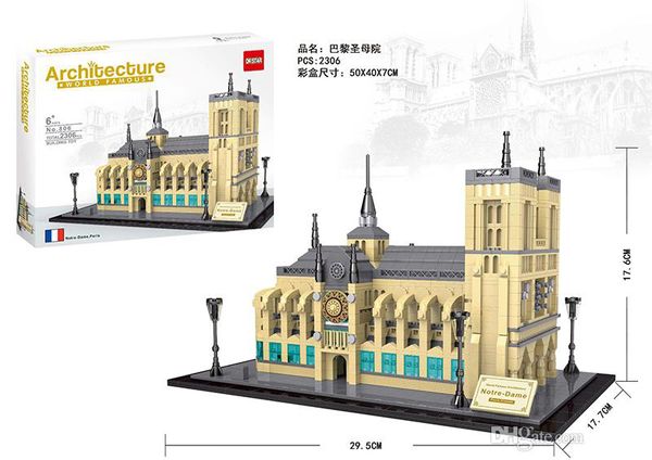 2304pcs 3D Puzzle DIY Cathedrale Notre Dame De Paris Compatibile Famosa Architettura Building Blocks Chiesa classica Modello Mattoni Giocattoli