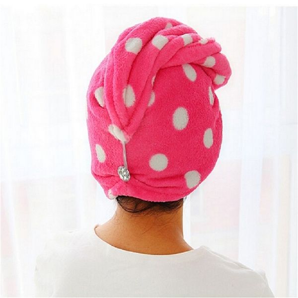 

quick dry bath turbie turban twist drying cap loop button hat makeup cosmetic bathing tool lady women girls hair wrap head towel