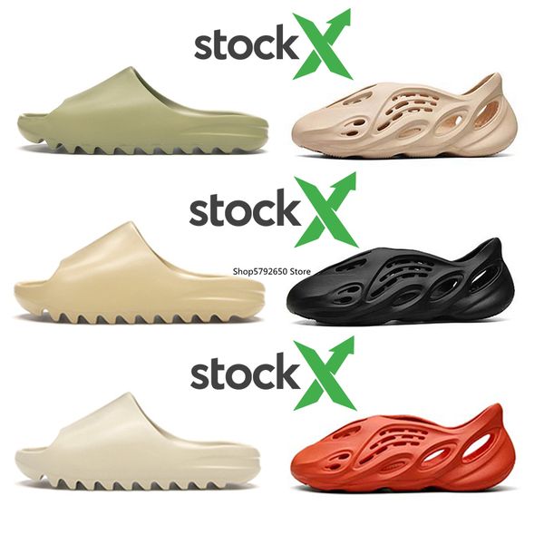 

stock x foam runner kanye west clog sandal triple black white fashion slipper women mens tainers beach sandals