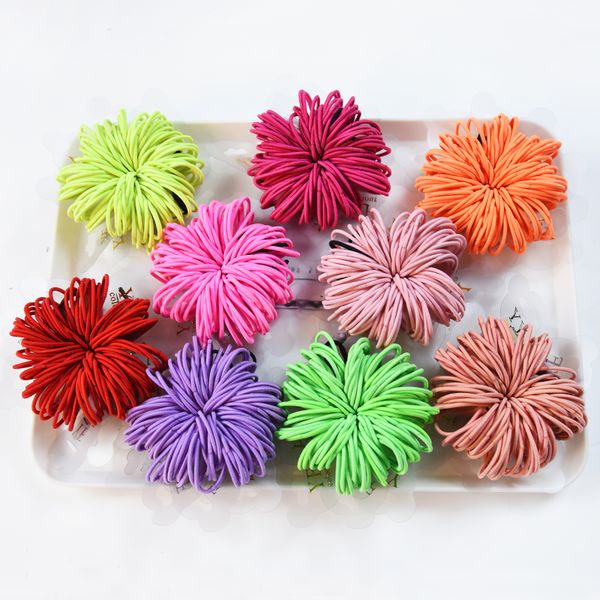 

100pcs/set girls candy colors nylon 3 cm rubber bands children safe elastic hair bands ponytail holder kids hair accessories, Slivery;white