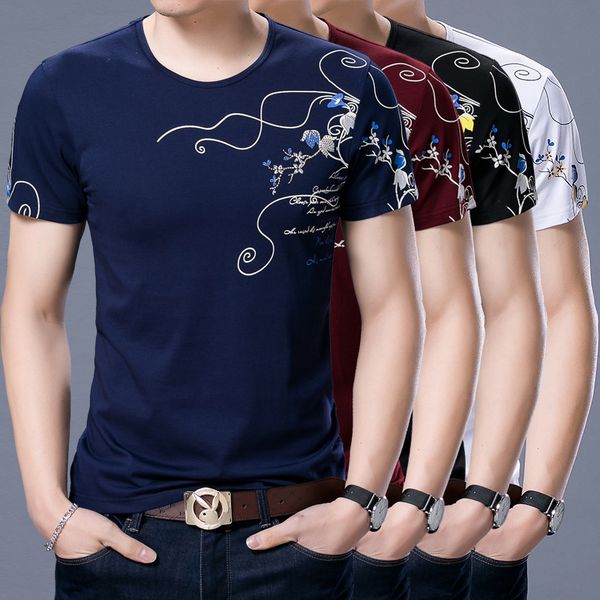 

spring and summer urban cotton t-shirt men's men's short-sleeved t-shirt korean, White;black