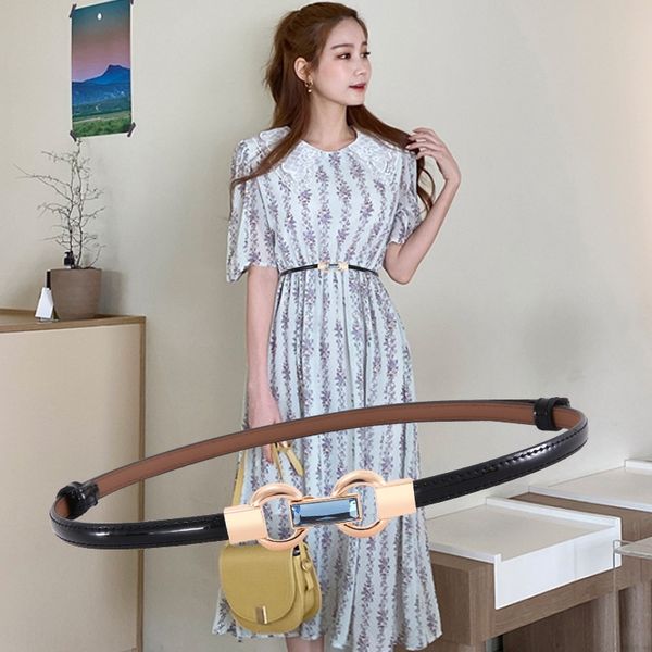 

black belt thin leather women's simple all-match dress clothing dress decorative thin belt women's style, Black;brown