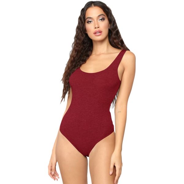 

knitted summer backless bodycon bodysuit women solid color low cut ribbed bodysuits sleeveless o-neck ladies bodysuit 8, Black;white