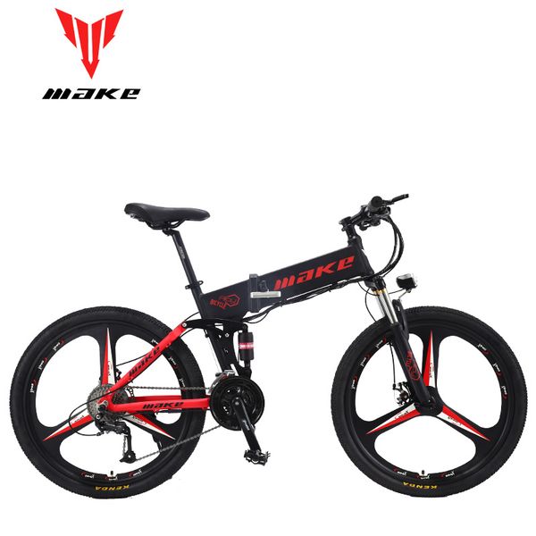 

make mountain electric bike full suspension alluminium folding frame 27 speed altus mechanic brake 26" wheel, Silver;blue