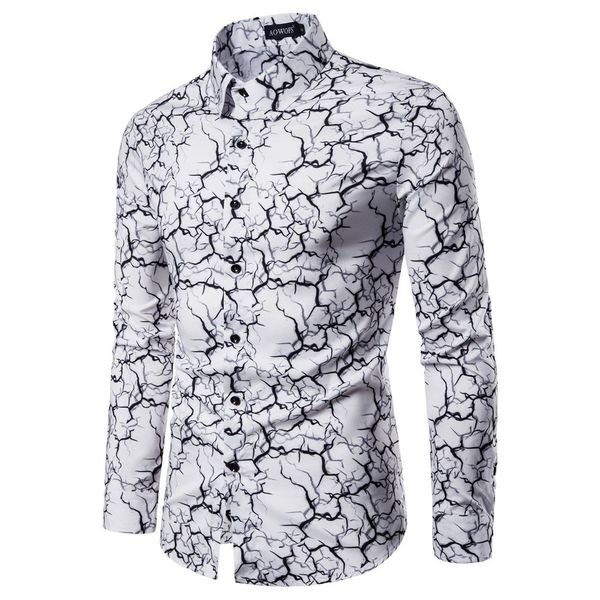 

casual formal shirt men long men's casual 3d printing colorful slim long sleeve dress shirt blouse mens dress shirts, White;black