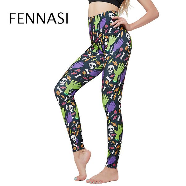 

fenlijiaren funny woman leggings halloween broken hand print leggings ladies nine female high waist big size, Black;white