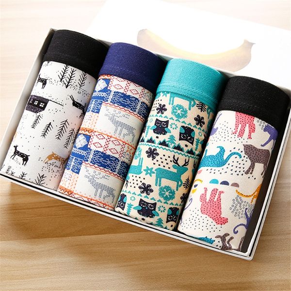 

mens underwear boxers fashion printed men underpants boxer shorts modal male panties pouch sheath underpants vetement homme 4pcs, Black;white