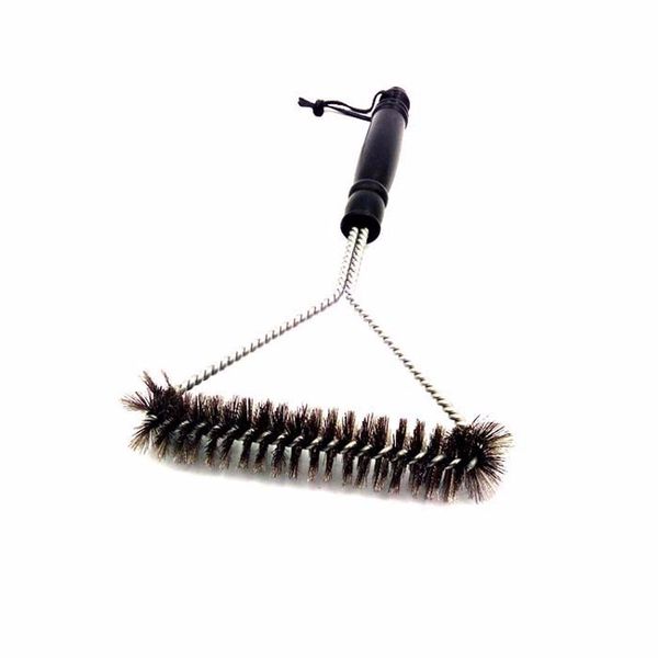 

12-inch 3-sided steel wire triangle grill brush barbecue cleaning scraper tool outdoor bbq clean brush kitchen accessories