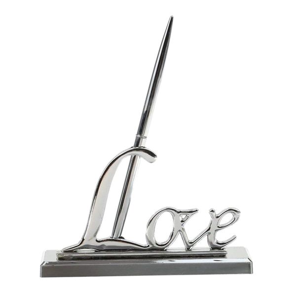 

wedding party signing pen with silver love holder guest book signing pen set wedding supplies