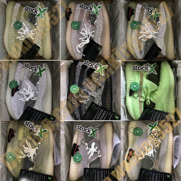 

stock x static black reflective antlia lundmark synth gid glow true form clay zebra kanye west women sports shoes men designer with box