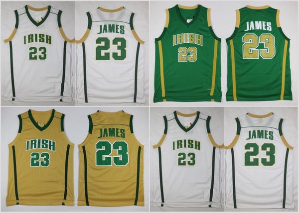 

Top Quality St. Vincent Mary High School Irish 23 LeBron James Jerseys Green White LeBron James Basketball Jerseys Stitched College Shirts