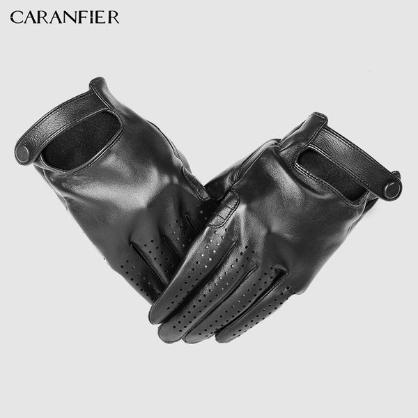 

caranfier mens genuine leather gloves male breathable goatskin thin spring summer autumn driving anti-skid mittens men gloves, Blue;gray