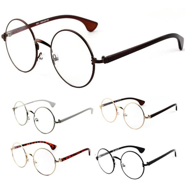 

trendy round clear lens eyeglasses spectacles metal frame glasses for women men optical frames 5colors, Silver