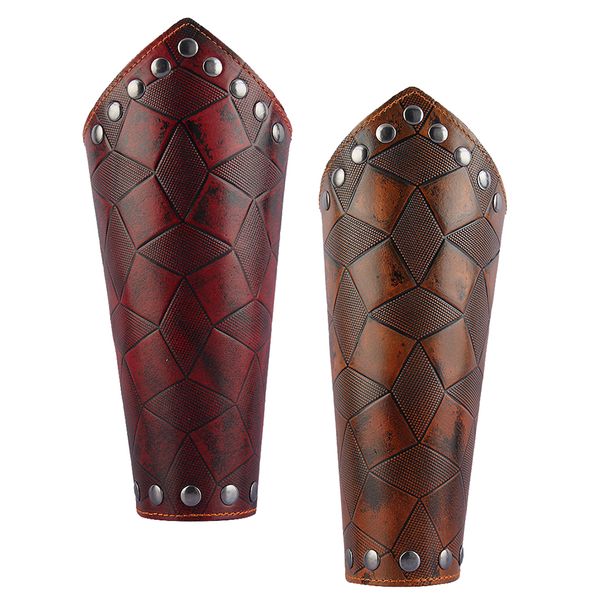 

medieval bracers faux leather gauntlet wristband bracers arm armor, Silver