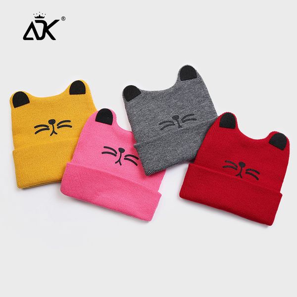 

cat hat for children brimless sweet breathable hat bright color beanie cuffed hats
