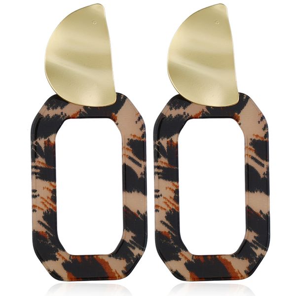 

fashion-qingdao euramerican earrings alloy acrylic plate square simple exaggerated female earrings, Golden