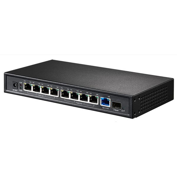 Freeshipping SP-1009 10/100 / 1000M 9 Gigabit Unmanaged Poe Interruptor Sem Fio AP Controlador Gerencie o ponto de acesso com a função PPPoe QoS Firewall