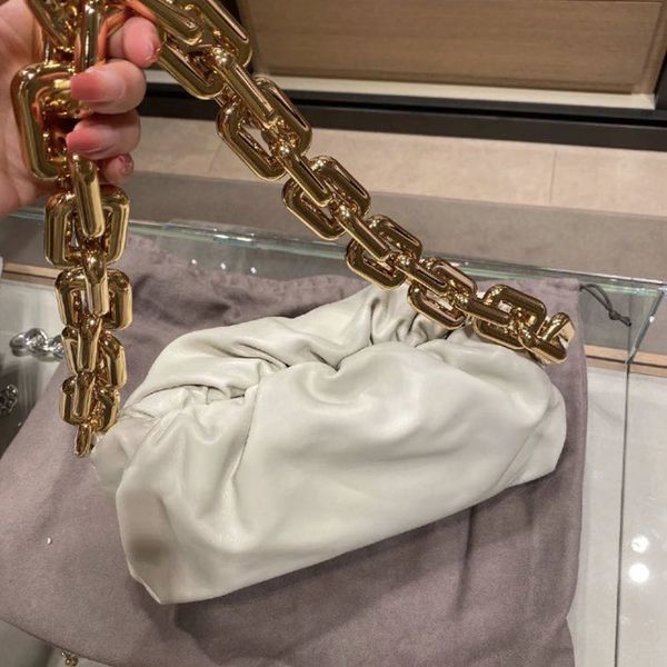 

2020 spring and summer new women's bag armpit handbag thick chain famous genuine leather fold shoulder bag