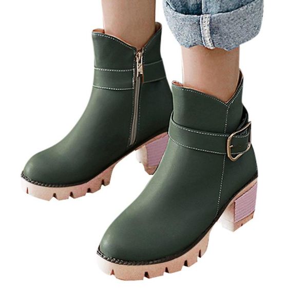 

new buckle martins boots for woman fashion platform waterproof ankle boots for woman new arrival shallow boot dropship, Black