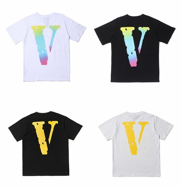 

vlone vlone мода фиолетовой футболка мужчины женщина короткого рукав рубашка harajuku тенниска панк хип-хоп уличной бренд хлопок лето одежда, White