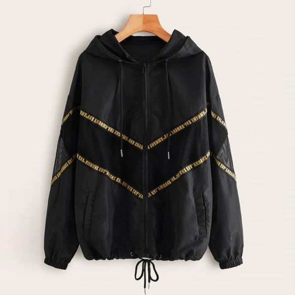 

women windbreaker jacket female multicolor patchwork hooded jacket basic jackets color block coats for women plus size s-xl#15, Black;brown