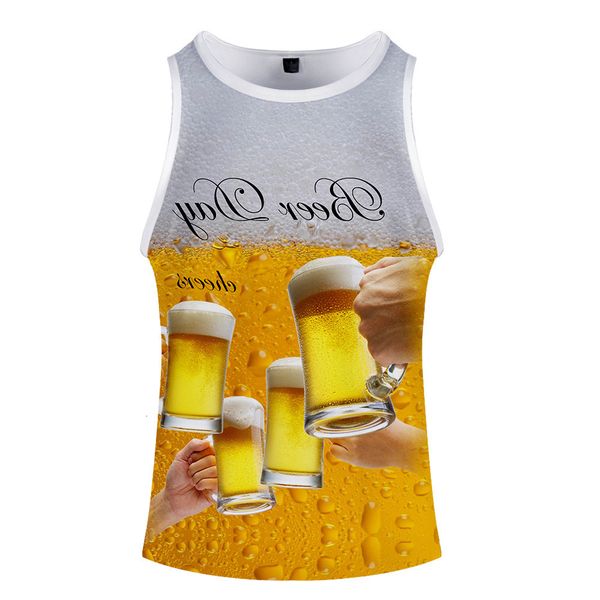

section day carnival bubbling of beer 3d digital printing vest summer, Black;green