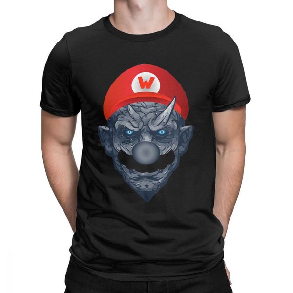 

men night's king mario t-shirt novelty o neck short sleeves clothes cotton tee shirt print t shirt, White;black