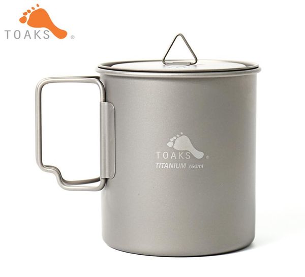 

toaks pot-750 pure titanium cup ultralight outdoor mug with lid and foldable handle camping cookware 750ml 103g