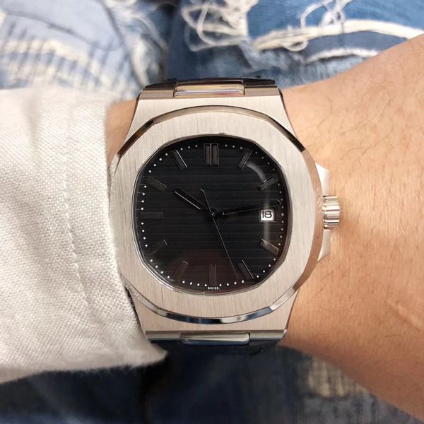 

57111a горячие мужские часы черный циферблат u1 завод движение гравировка nautilus pp автоматические механические из нержавеющей стали прозр, Slivery;brown