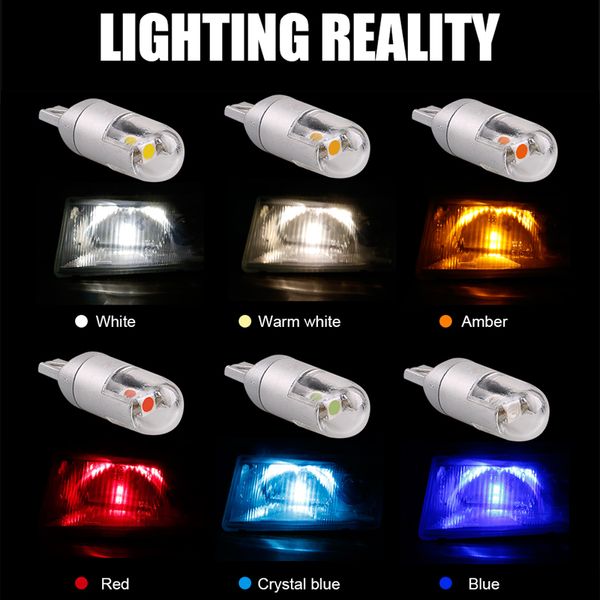 

hlxg 2pcs 8000k t10 w5w 194 168 led car signal light license plate bulb interior reading parking side wedge dome turn lamp 12v