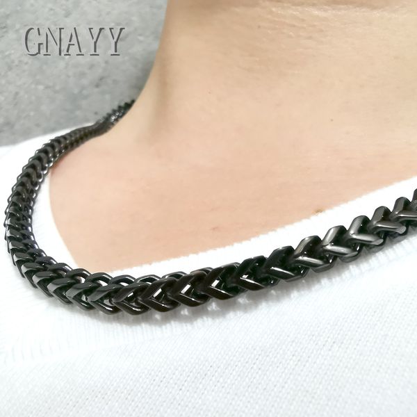 

5mm 22 inch cool stainless steel black handmade horsewhip chain link necklace for mens cool jewelry gifts, Silver