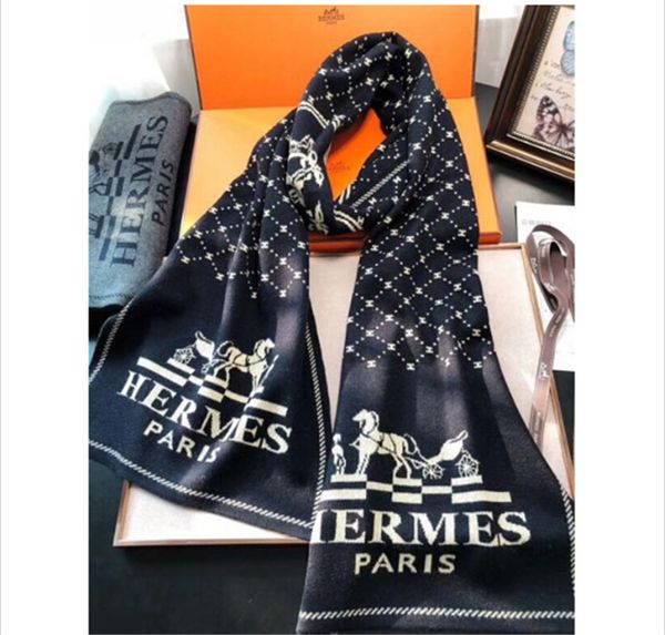 

brand europe and the united states most popular grid stripe scarf men's fashion square size:180*30cm r2, Blue;gray