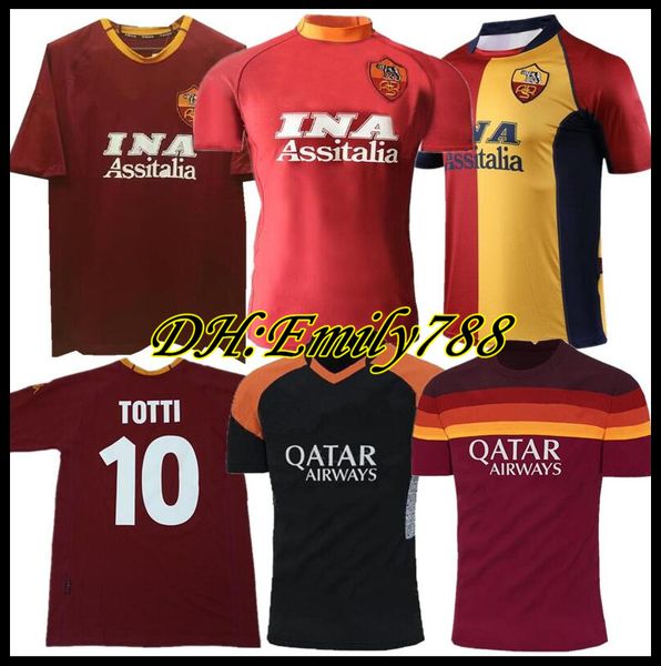

2000 2001 retro roma soccer jersey 00 01 totti batistuta candela montella shirt classic commemorate collection 2002 rome maglia da calc, Black;yellow