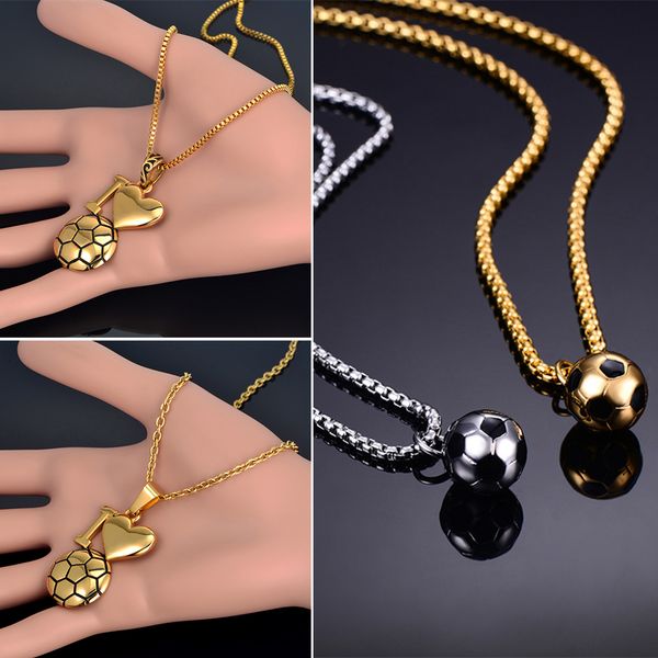 

футбол ожерелья шарика эмали ювелирных изделий цвета золота нержавеющей стали фитнес футбол спорт подвеска цепи мужчины женщины joias, Silver