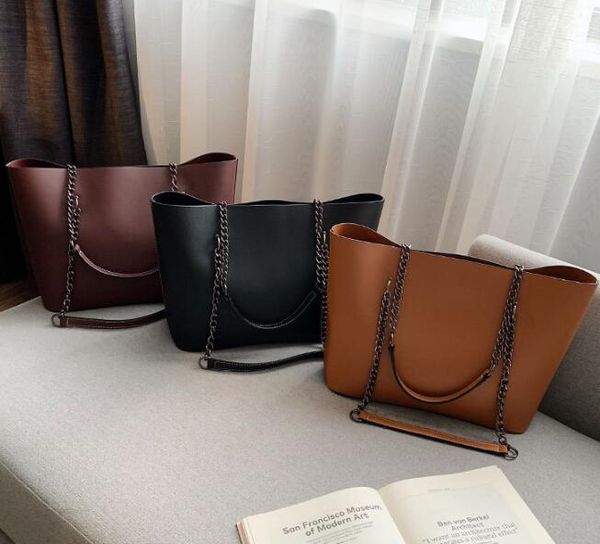 

designer women large capacity handbags luxury lady new vintage tote bag simple plain shoulder bags fashion chain handbag