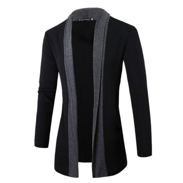 

2018 new arrival men casual long cardigan mens knitted sweater jumpers without button patchwork cardigans masculino, White;black