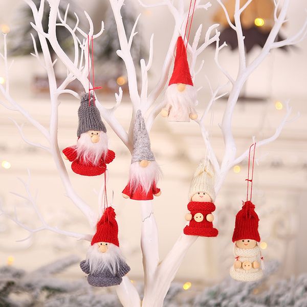 

1pc 8.5*4cm cartoon woollen yarn christmas swedish gnome doll toy l home new year decor xmas tree pendants drop ornament