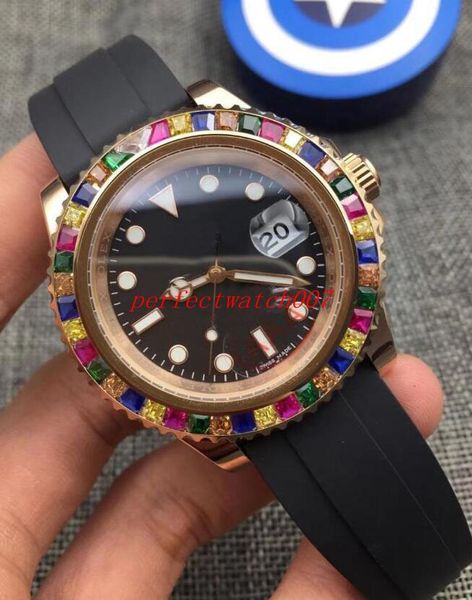 

лучшие высокое качество радуга everose 18k роза 116695sats 116695 новый резиновый ремешок полосы азии eta движение автоматические мужские ча, Slivery;brown